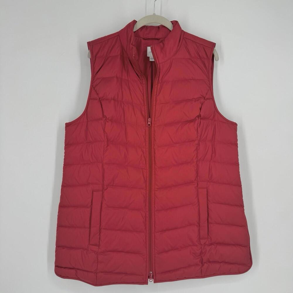 J.jill vest womens XL red down mid length puffer outdoor layering casual hiking